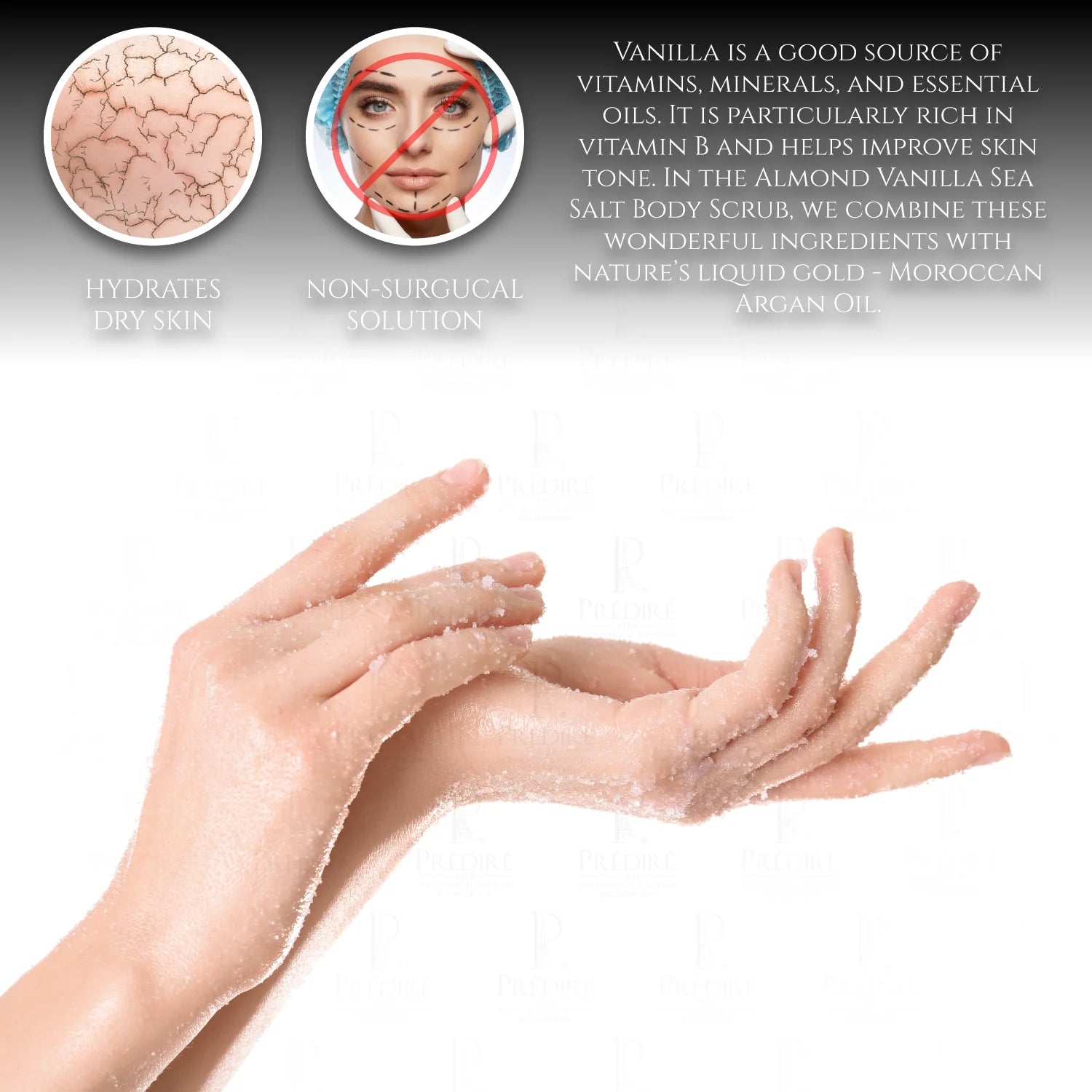 Almond Vanilla Sea Salt Exfoliating Body Scrub with Argan Oil & Vitamin E Booster, 225ml