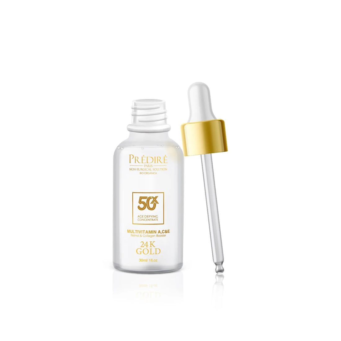 50X Premium Multi-Vitamin A, C, &amp; E Retinol &amp; Collagen Booster 24K Gold Serum